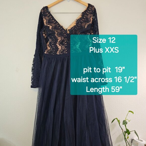 City Chic Womens Sz 12 Dark Navy Lace Tulle Evening Cocktail Maxi Dress NWT - Picture 8 of 14